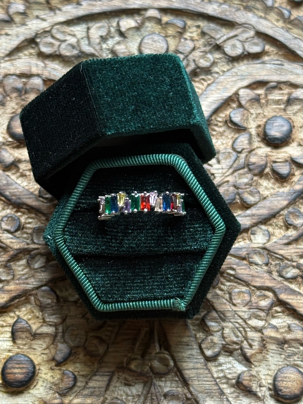 Rainbow baguette ring sz 6
